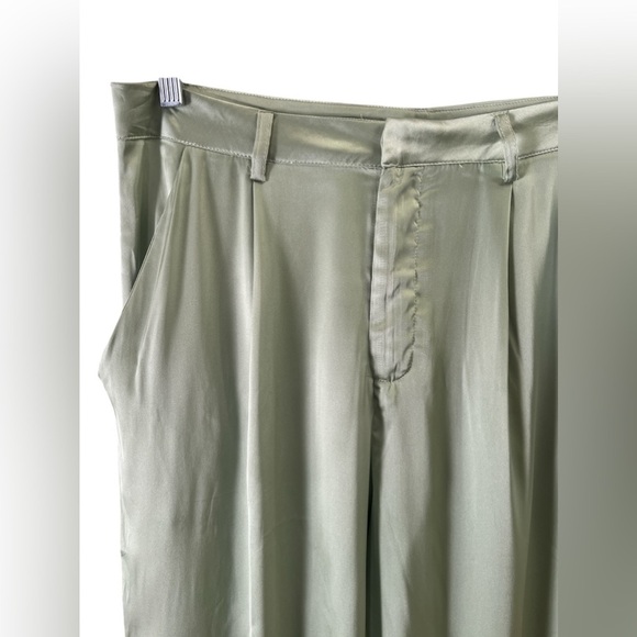 Peppermayo green satin straight leg pants - Picture 2 of 5